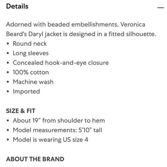 Veronica Beard Daryl Embellished Tan Brown Geometric Cotton Jacket - Picture 3 of 14